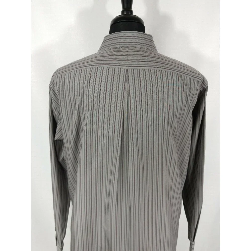 Murano Long Sleeve Dress Casual Shirt Mens 17.5 Neck Gray Purple 23" Chest - Picture 6 of 9